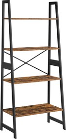 Estante em em forma de Escada com estrutura em bambu 63 x 34 x 137 cm Castanho Vintage-preto