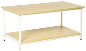 HOMCOM Mesa de Centro para Sala de Estar Moderna Mesa de Centro com Prateleira de Armazenamento Pés Ajustáveis 100x54x45,8cm Natural