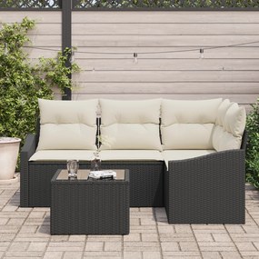 Conjunto de Jantar de Jardim com 4 Peças e Almofadas em Vime Marron