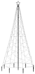 Árvore de Natal c/ poste metal 500 luzes LED 3 m branco quente