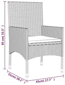 4 pcs conjunto lounge de jardim c/ almofadões vime PE cinzento