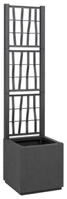 vidaXL Plantadeira para Jardim Cinza Escuro com Treliça - 36x36x140 cm