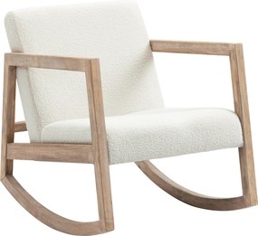 HOMCOM Cadeira de Baloiço Poltrona relax Estofada em Tecido Borreguito com Assento Acolchoado e Apoio para os Braços 60x81x71cm Creme | Aosom Portugal