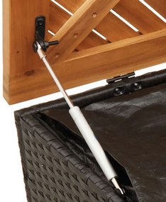 Caixa arrumação jardim 220x50x54 cm vime PE/acácia maciça preto