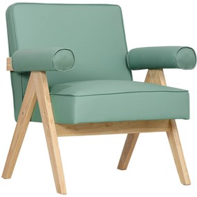 HOMCOM Poltrona Sala de Estar Poltrona Nórdica Poltrona Estofada em PU com Apoio para os Braços 73x70x80 cm Verde