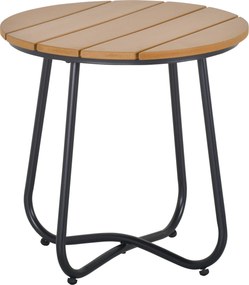 Outsunny Mesa Auxiliar Redonda Mesa de Jardim com Desenho em Ripas e Pés Ajustáveis Mesa para Varanda Ø49x48 cm Madeira | Aosom Portugal