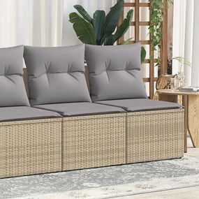 vidaXL 2 pcs conj. sofás p/ jardim c/ almofadões vime PE/acácia bege