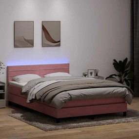 Cama com molas/colchão 140x210 cm veludo Rosa