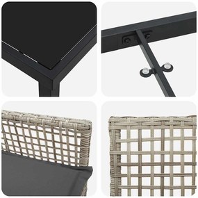 Conjunto de Jantar de 5 Peças com Almofadas Cinza Claro Rattan Poliést