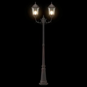 Poste de Luz de Jardim 2-Lâmpada E27 Bronze 235 cm Alumínio