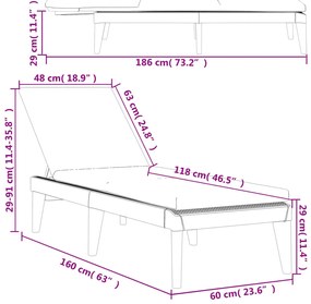 Espreguiçadeira com almofadão 186x60x29 cm PP branco