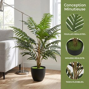 Planta artificial de interior de 90 cm, feto em vaso com ramos flexíveis, para interior e exterior