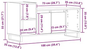 Armário para TV vidaXL Preto Carvalho 100x35x55 cm Madeira Engineered