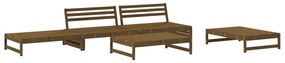 5pcs conj. lounge jardim+almofadões madeira maciça castanho-mel