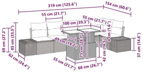 Sofá de Jardim Modular de 7 Peças com Almofadas Beges em Rattan Sintét