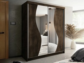 Roupeiro Dover 105, Freixo escuro, 200x200x62cm, 174 kg, Portas para roupeiro: Deslizante, Número de prateleiras: 9, Número de prateleiras: 9