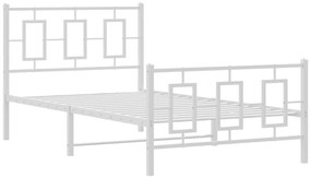 Estrutura de cama com cabeceira e pés 100x190 cm metal branco