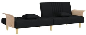 Sofá-cama com apoio de braços tecido preto