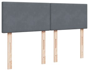 Cama com molas/colchão 140x200 cm veludo cinzento-escuro