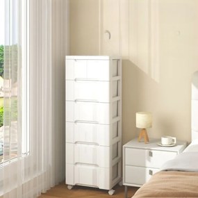 Armário vertical, móvel de arrumação com 7 gavetas 40 x 32 x 114 cm, branco