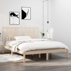 Estrutura de cama 160x200 cm pinho maciço