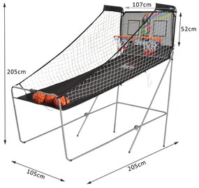 Conjunto de Cestos de Basquetebol Dobráveis e Portáteis- Cor: Preto e Branco– Aço– 205 x 110 x 205 cm