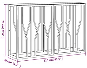 Mesa consola 110x30x70 cm aço inoxidável e vidro prateado