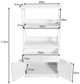 Armário de casa de banho com 3 prateleiras 1 gaveta 1 gaveta de arrumação Armário de armazenamento Champô Toalha Gel Organizador de casa de banho Cozi