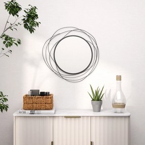 Espelho redondo em metal de malha preta, decoração de estilo moderno, diâmetro Φ65 cm preto