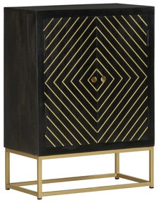 Aparador com 2 portas 55x30x75cm mangueira maciça preto/dourado