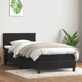 vidaXL Cama com molas/colchão preto 80x210 cm veludo