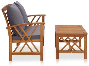 2 pcs conjunto lounge de jardim c/ almofadões acácia maciça