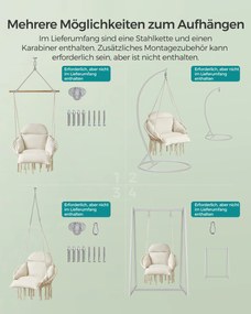 Cadeira suspensa jardim com uma almofada grossa Bege