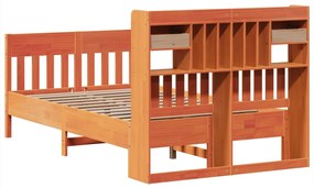 Cama sem colchão 135x190 cm madeira pinho maciça castanho-mel