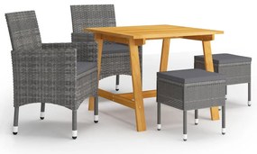 5 pcs conjunto de jantar para jardim cinzento