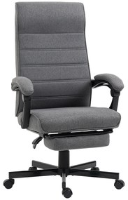 Vinsetto Cadeira Escritório Giratória Reclinável com Altura Ajustável e Apoio para os Pés Retrátil 68x67x106-114 cm Cinza | Aosom Portugal