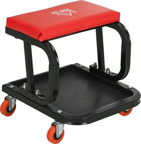 HOMCOM Banco de Oficina Móvel com Rodas Banco para Mecânico com Bandeja para Ferramentas e Estrutura de Aço 38x35x37 cm Vermelho | Aosom Portugal