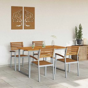 vidaXL Conjunto de Jantar de Jardim de 5 Peças em Madeira de Acácia Sólida e Metal