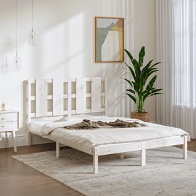 Cama sem colchão 140x200 cm madeira de pinho maciça branco