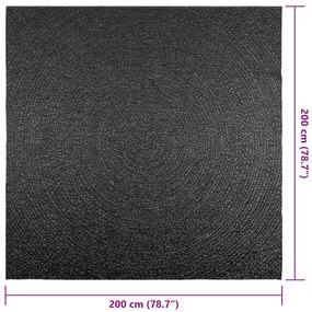Tapete ZIZUR antracite 200x200 cm aspeto juta interior exterior