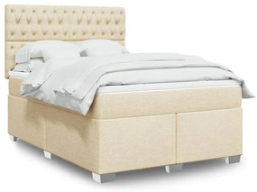 vidaXL Cama com molas/colchão 140x200 cm tecido cor creme