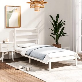 Estrutura de cama solteiro 90x190 cm madeira maciça branco