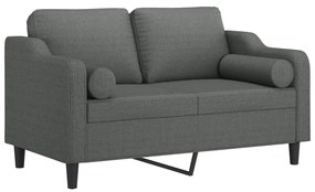 Sofá 2 lugares +almofadas decorativas 120cm tecido cinza-escuro