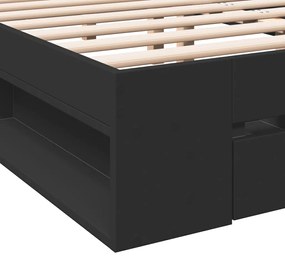 Estrutura de cama c/ gavetas 180x200 cm derivados madeira preto