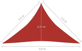 Para-sol estilo vela 160 g/m² 3,5x3,5x4,9 m PEAD vermelho