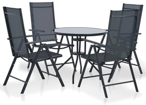 vidaXL 5 pcs conjunto de jantar jardim alumínio e textilene preto