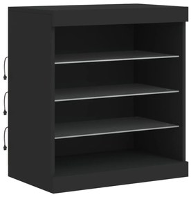 Aparador com luzes LED 60,5x37x67 cm preto