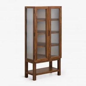Vitrine Em Madeira De Manga E Vidro Anamuia Madeira De Cabo Escuro - Sklum