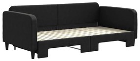 Sofá-cama com gavetão 100x200 cm tecido preto