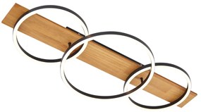 Plafon de design preto redondo com LED regulável em 3 níveis e 3 luzes - Nimue Design